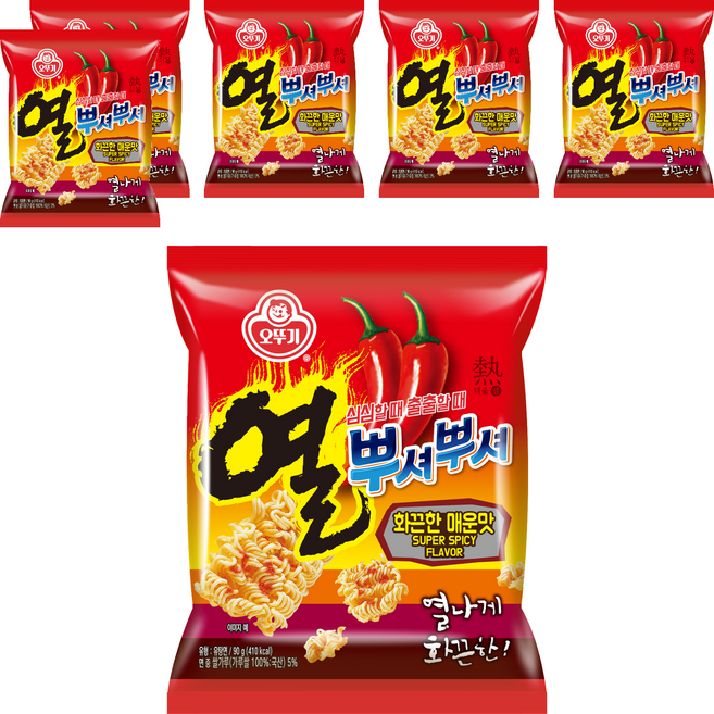 OTOKI 不倒翁 熱辣風味脆麵 2根辣椒, 90g, 6包