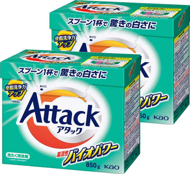 Attack 一匙靈 高活性生物濃縮酵素洗衣粉, 850g, 2個