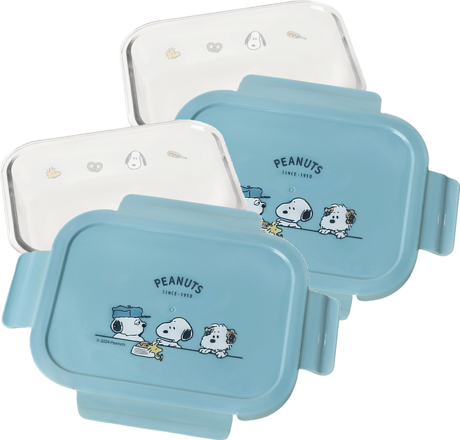 norns 耐熱玻璃保鮮盒 Peanuts 史努比, 2個, 容器 + 蓋子
