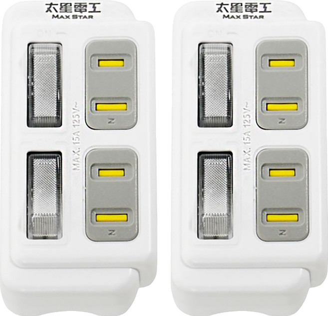 MAX STAR 太星電工 2P 二開二插分接式插座, 白色, 2個