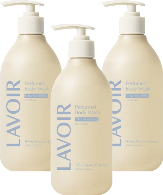 LAVOIR 純素香氛沐浴乳 白麝香與琥珀, 500ml, 3瓶