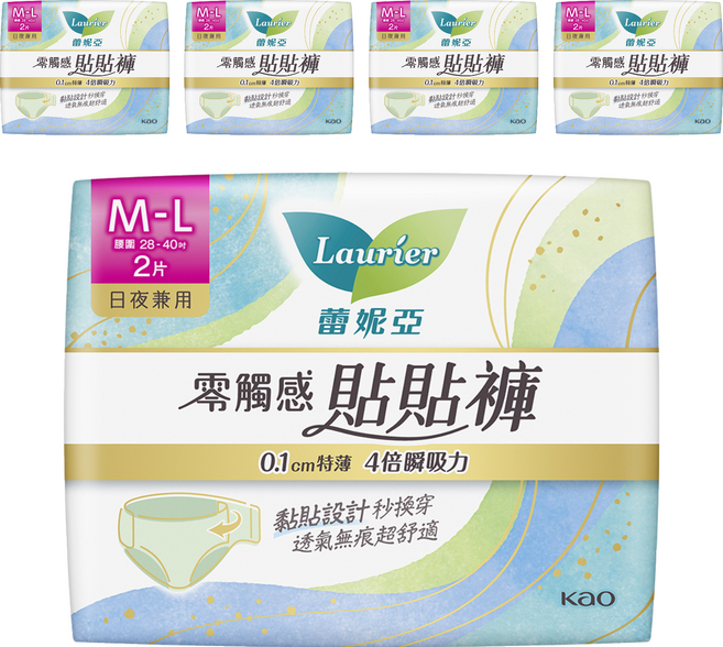 蕾妮亞 零觸感貼貼褲衛生棉 褲型, 5套, 2片, M~L
