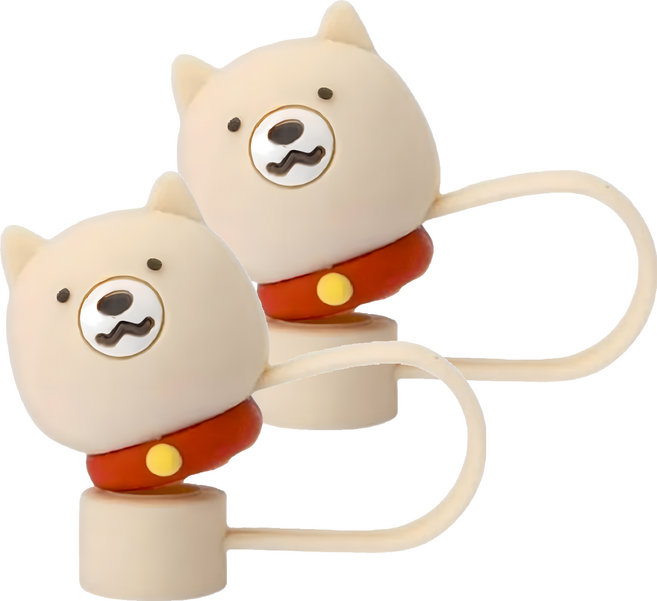 Oolab 良杯製所 汪星人矽膠防塵細吸管蓋 湯圓, 1個, 2個