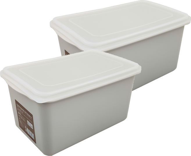 SHIMOYAMA 北歐風高位層架用提把式收納箱 5L, 米色, 2個
