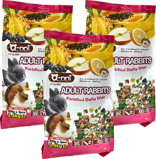 Q-nni 寵物兔水果大餐飼料, 2400g, 3袋