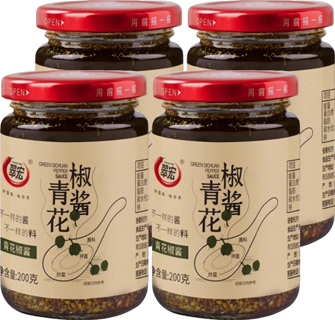翠宏 青花椒醬, 200g, 4個