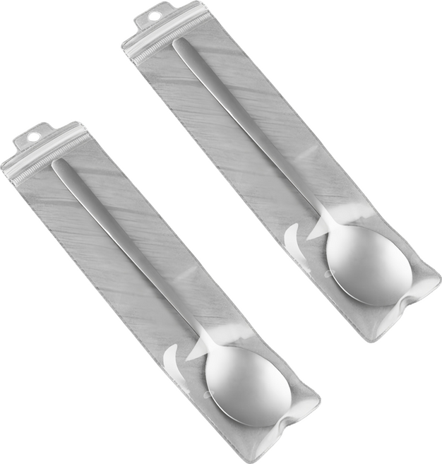 上手家居 不鏽鋼鍍鈦餐具 湯匙, 銀色, 2支