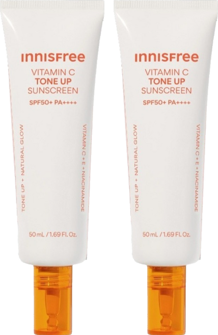 INNISFREE 台灣公司貨 維他命C亮白潤色防曬霜 SPF50+ PA++++, 2個, 50ml