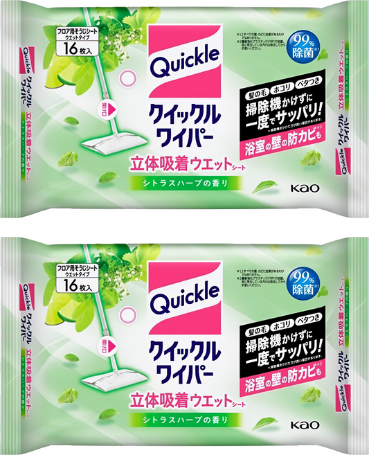 Kao 花王 Quickle 快麗萊 Wiper 3D 吸附濕紙巾拖把, 2包