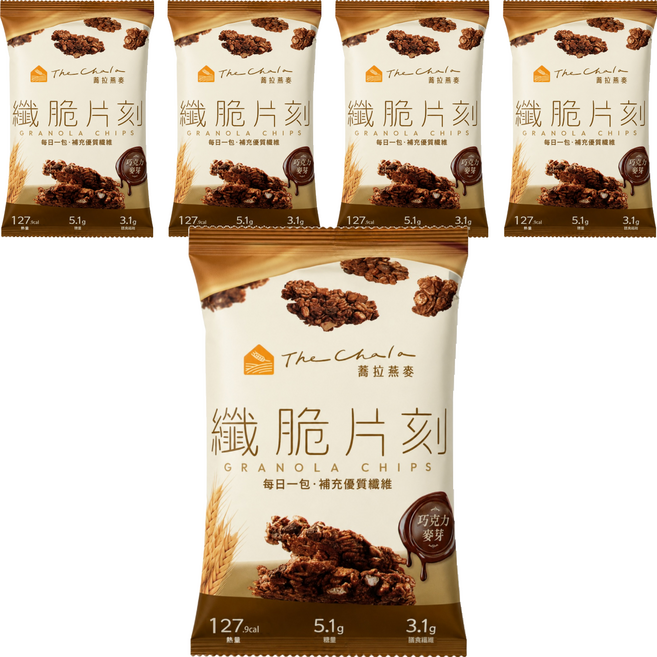 The Chala 蕎拉燕麥 纖脆片刻 燕麥餅乾 巧克力麥芽, 30g, 5個