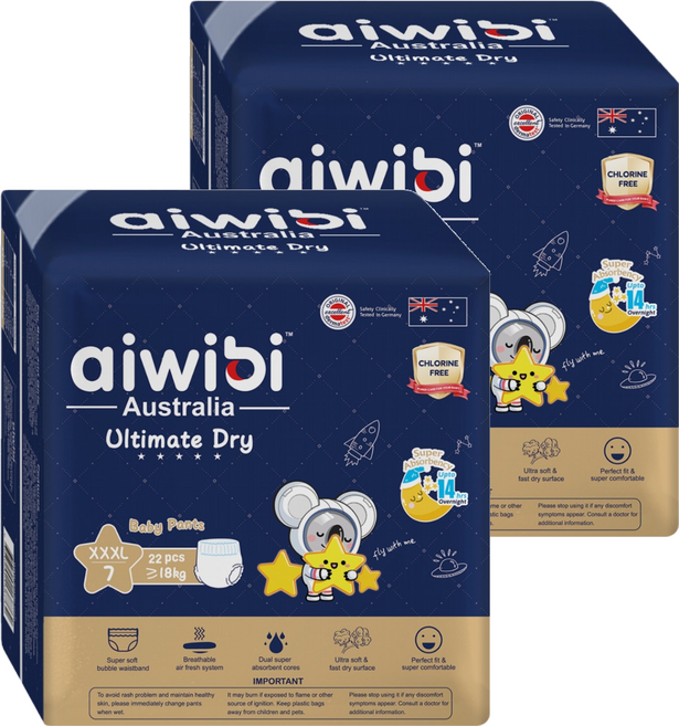 aiwibi 愛薇彼 夜用甄柔褲型尿布 18kg以上, 3XL, 44片