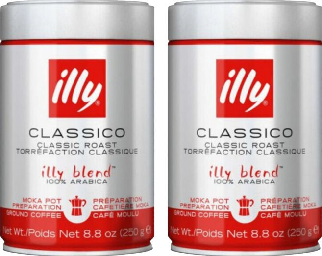 illy 意利 中焙咖啡豆-摩卡壺專用粉, 2罐, 250g, 摩卡鍋