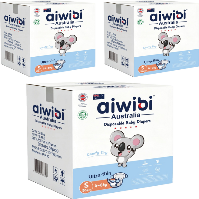 aiwibi 愛薇彼 清新乾爽黏貼型紙尿褲 4~8kg, S, 468片