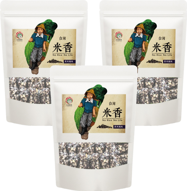 台灣榖堡 台灣公司貨 台灣米香黑米口味, 3個, 220g