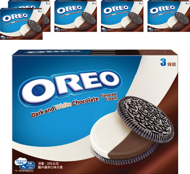 OREO 奧利奧 黑白巧克力口味夾心餅乾 3條裝, 315g, 6盒