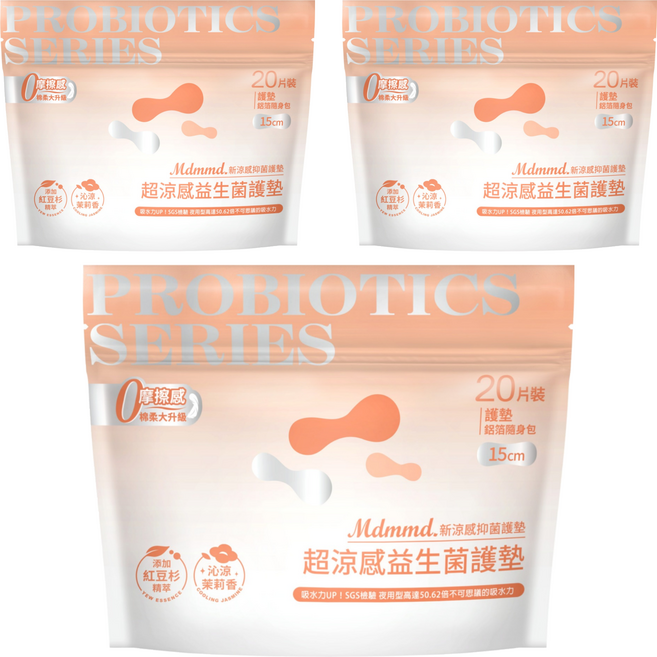 Mdmmd. 明洞國際 超涼感益生菌系列 新涼感抑菌護墊, 15cm, 20片, 3組