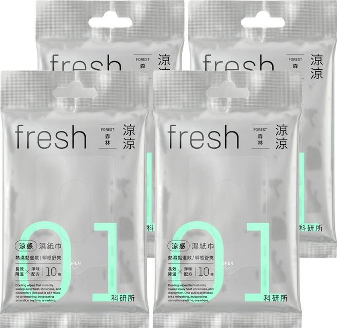 Shallop 刷樂 涼感濕紙巾 森林, 4個, 10張, 67.5g