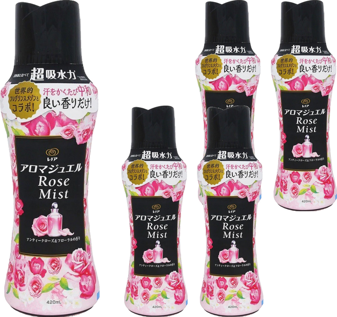 Lenor 蘭諾 衣物芳香豆 神秘玫瑰香, 5瓶, 420ml