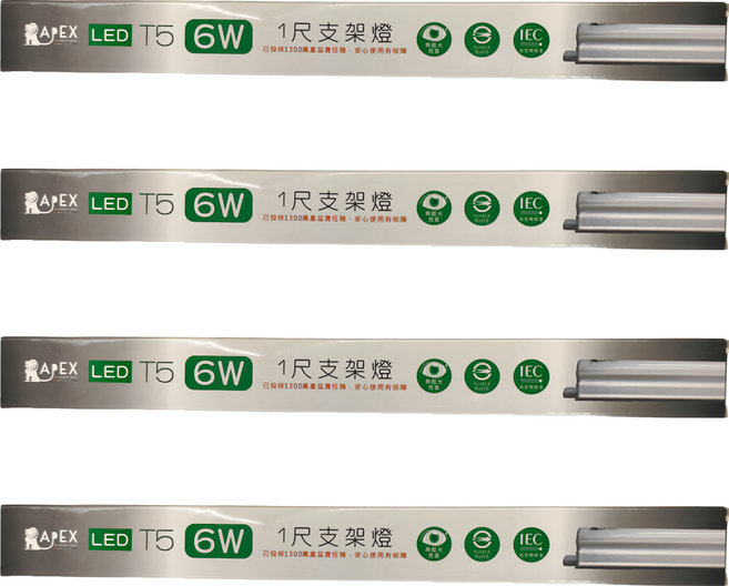 APEX LIGHTING 艾沛斯照明 LED T5 1尺支架燈 6W 4000K AP-I106N, 自然光, 4個