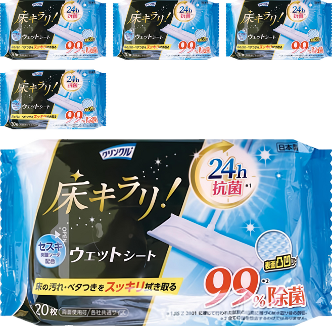 Life-do.Plus 地板清潔濕紙巾 微香 藍色 20入, 5包