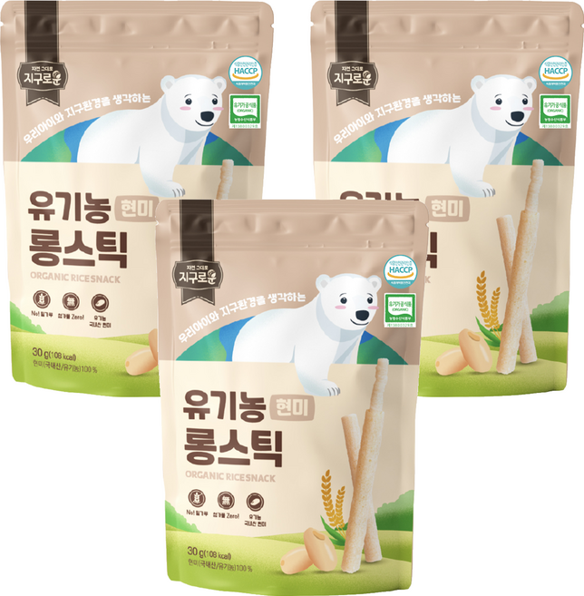 Jiguroun 韓國糙米米捲, 30g, 3包, 原味