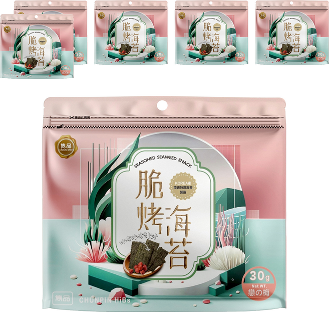chun pin 雋品 脆烤梅子海苔, 30g, 6個