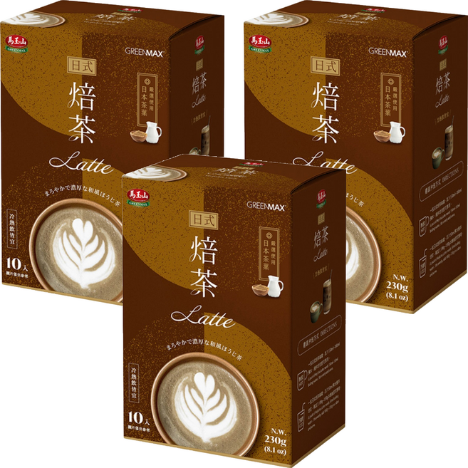 馬玉山 日式焙茶拿鐵, 23g, 3盒, 10個裝
