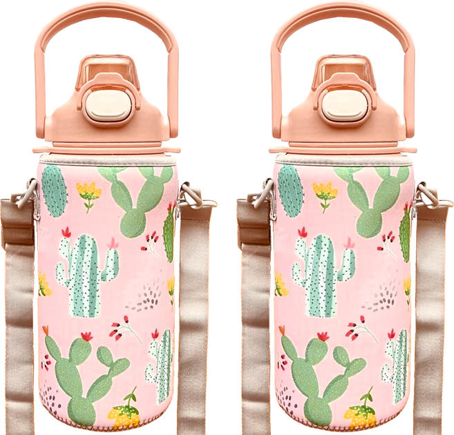 網美保溫杯杯套 粉色仙人掌, 1個, 2個