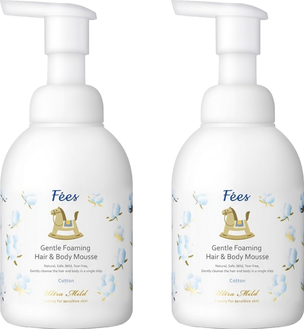 Fees BEBE 嬰兒洗髮沐浴泡泡 清新舒棉香, 400ml, 2瓶