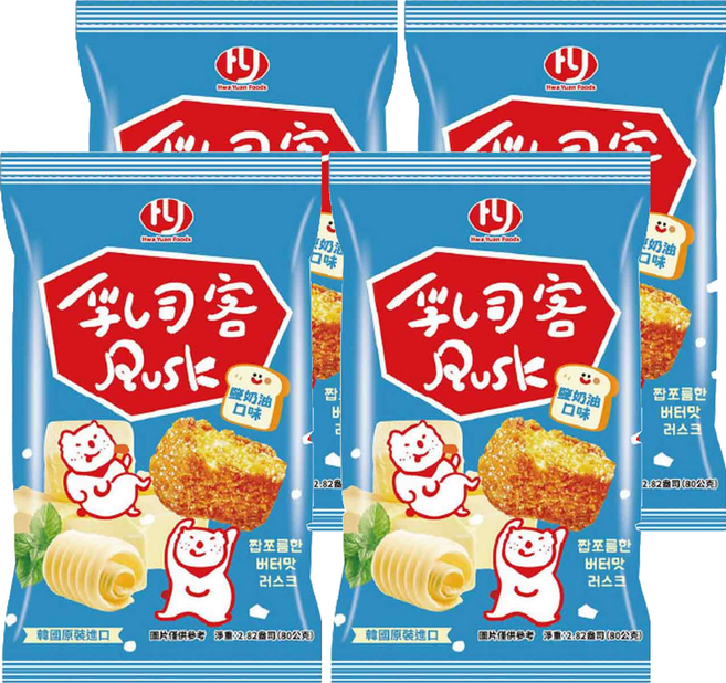 華元 乳司客 餅乾鹽奶油口味, 80g, 4個