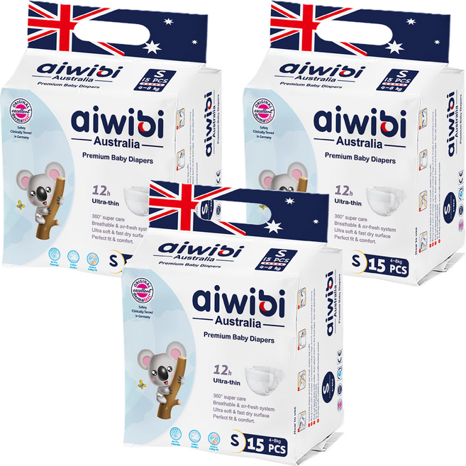 aiwibi 愛薇彼 零觸感瞬吸黏貼型尿布 4~8kg, S, 45片