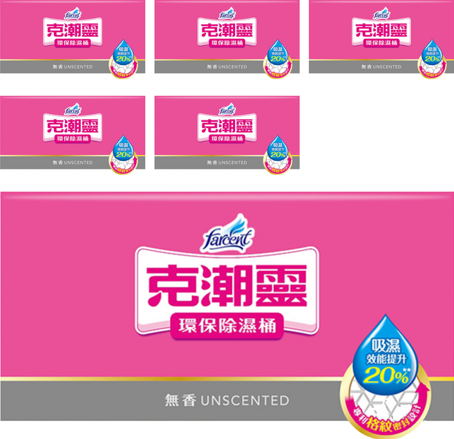 farcent 花仙子 克潮靈環保除濕桶 無香, 6個, 350g
