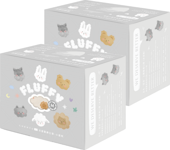 CHENYU 辰昱 小童款 Fluffy系列 3D醫療透氣口罩 3~7歲, 30個, 2盒, 雲朵小獅子