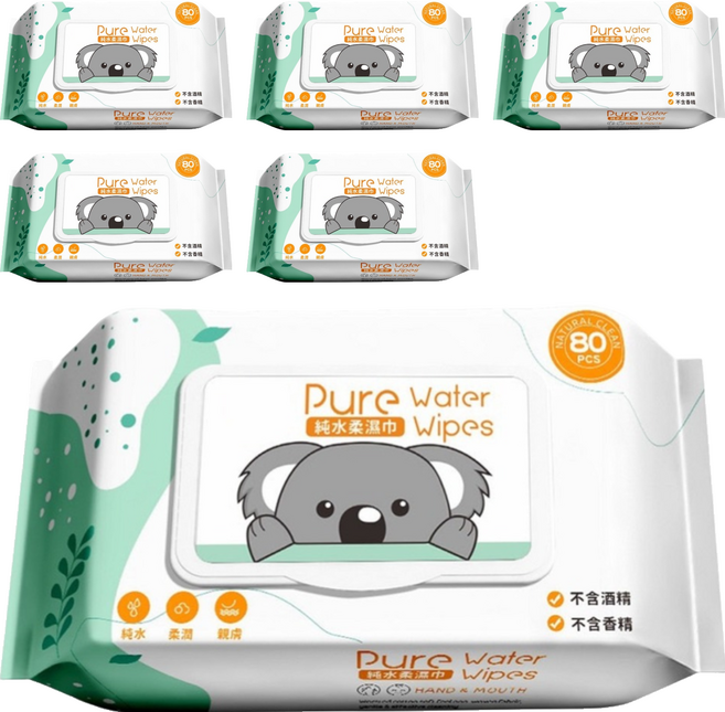 JOYFUL NAPKIN 悅棉 純水柔濕巾 綠色, 1入, 6包