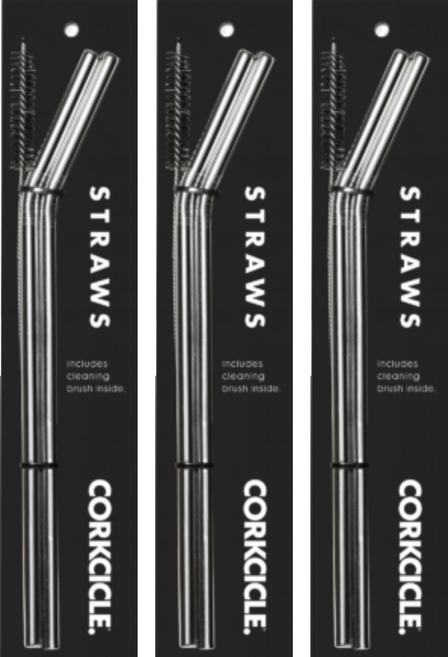 CORKCICLE. 酷仕客 不鏽鋼吸管 銀色, 2支, 3組