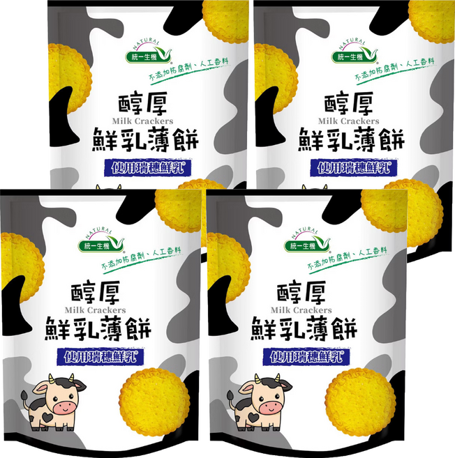 統一生機 醇厚鮮乳薄餅, 100g, 4個