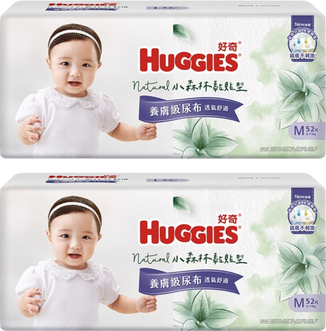 HUGGIES 好奇 小森林黏貼型紙尿褲/尿布 6~11kg 30837, M, 104片