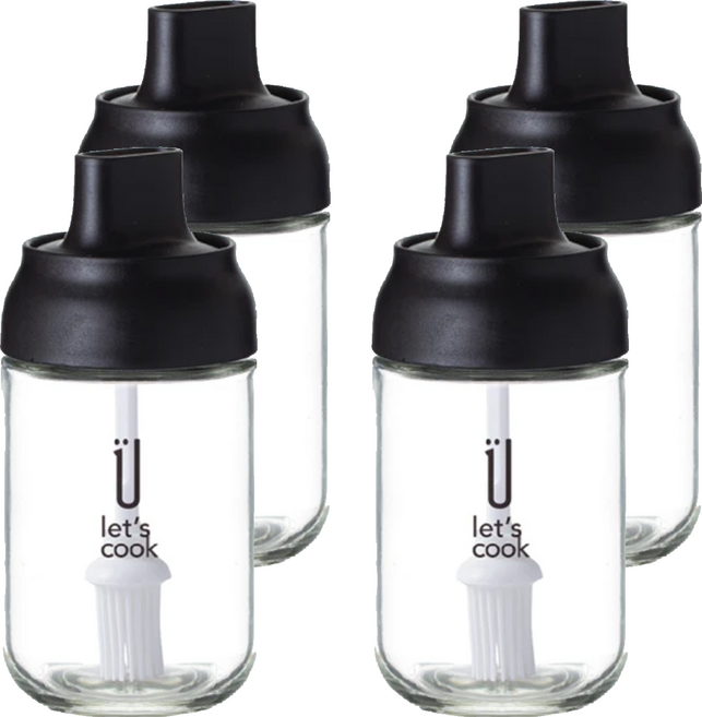 樂司廚品 密封玻璃調味瓶 附刷 AY62 K0262, 220ml, 4個