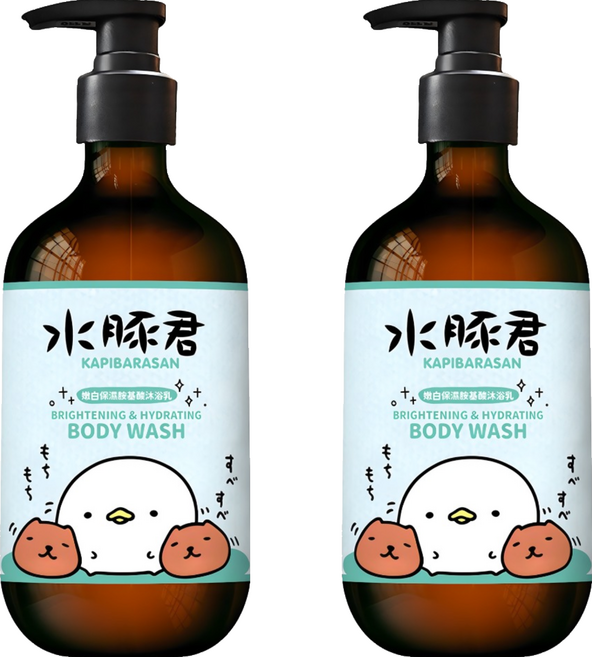 O'LISE 歐黎絲 水豚君嫩白保濕胺基酸沐浴乳, 2個, 500ml