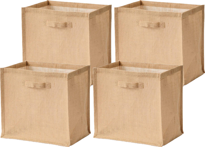 MUJI 無印良品 黃麻收納袋 長方形, 棕色, 4個