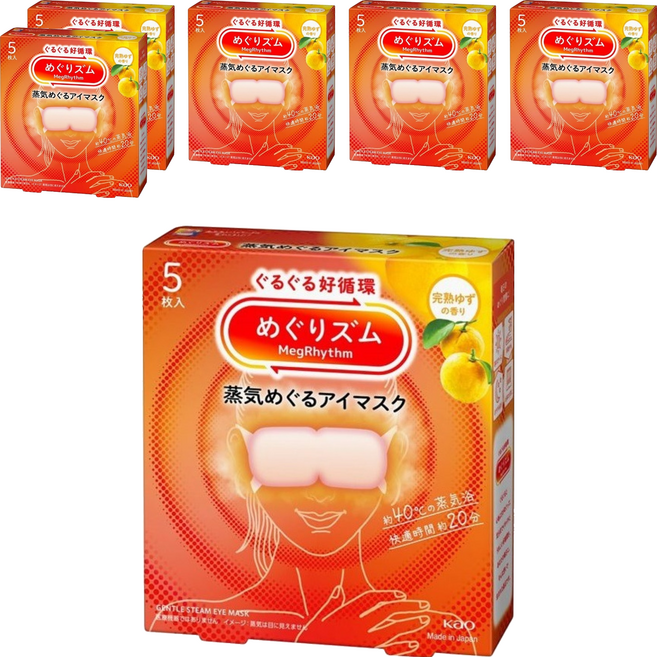 Kao 花王 MegRhythm 美舒律 蒸氣眼罩 日本柚子香, 5個裝, 6個