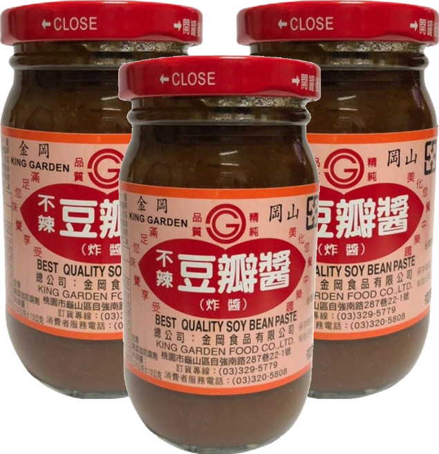 KING GARDEN 金岡 不辣豆瓣, 230g, 3瓶