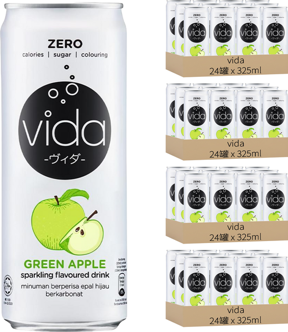 vida 氣泡飲 青蘋果味, 325ml, 96罐