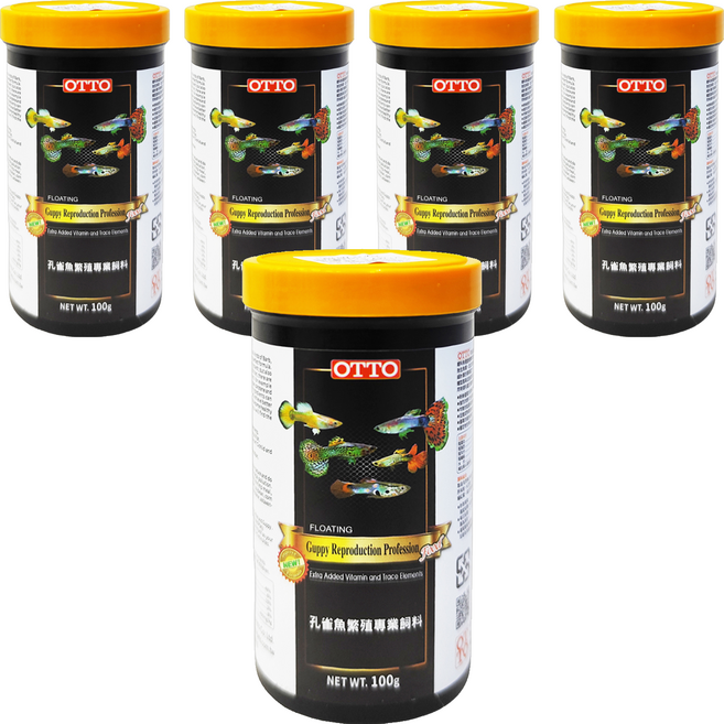 OTTO 建興水族 孔雀魚繁殖專業飼料, 100g, 5罐