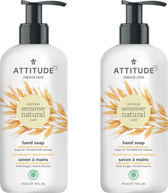 ATTITUDE 艾特優 敏感肌膚洗手乳 摩洛哥堅果油, 473ml, 2瓶