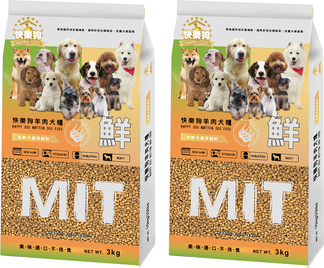 HAPPY-DOG 快樂狗 全齡犬 犬糧狗飼料, 3kg, 2個, 羊肉