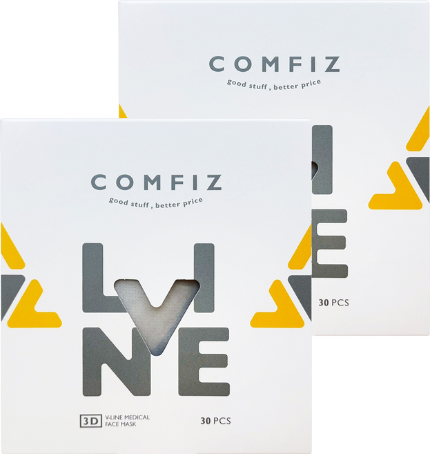 Comfiz 康菲 成人立體V型醫療口罩, 青燕灰, 2套, 30片