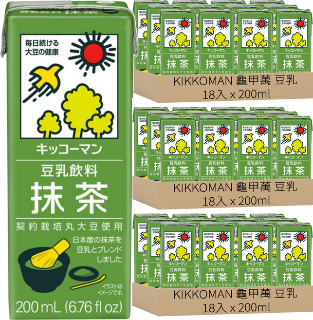 KIKKOMAN 龜甲萬 豆乳 抹茶風味, 200ml, 54入