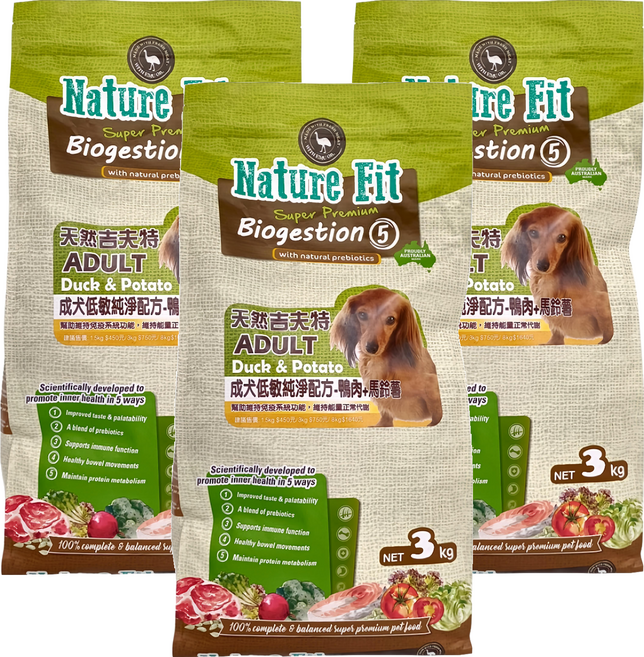 天然吉夫特成犬 鴨肉 + 馬鈴薯 犬用, 3kg, 3包