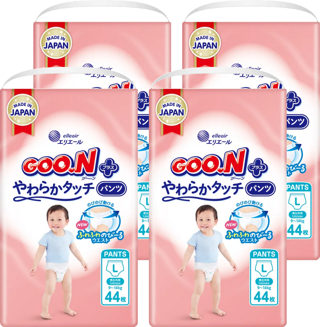 GOO.N 大王 日本境內版 SJ柔觸肌系列褲型尿布 9~14kg, L, 176片